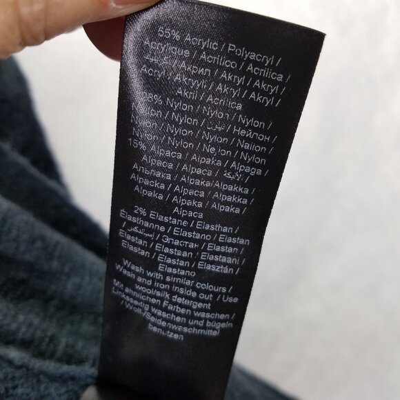 Ichi Ihamara Cardigan Women's Large Navy Blue Long Sleeve Open Sweater Alpaca - Picture 12 of 15